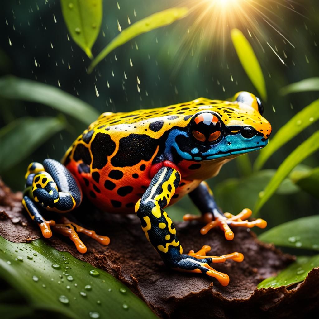 Vibrant Poison Dart Frog in Lush Rainforest