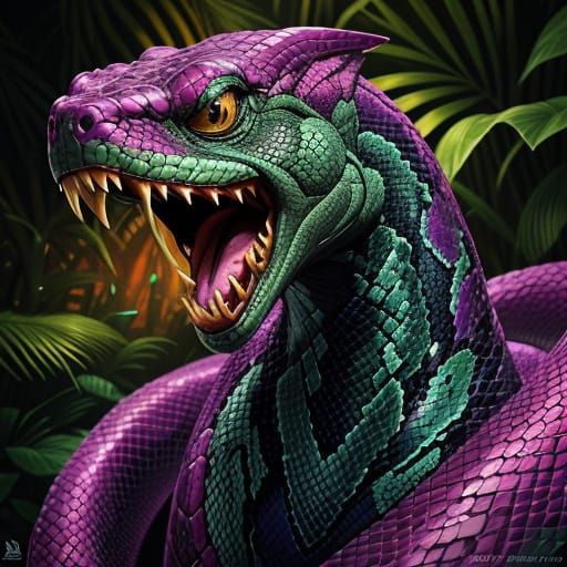 Viper Snake Rears Up in Threatening Pose, Detailed Scales