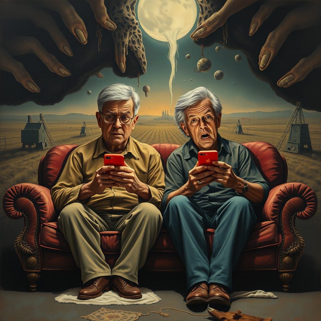 Surreal American Nightmare in RedNote App Glow