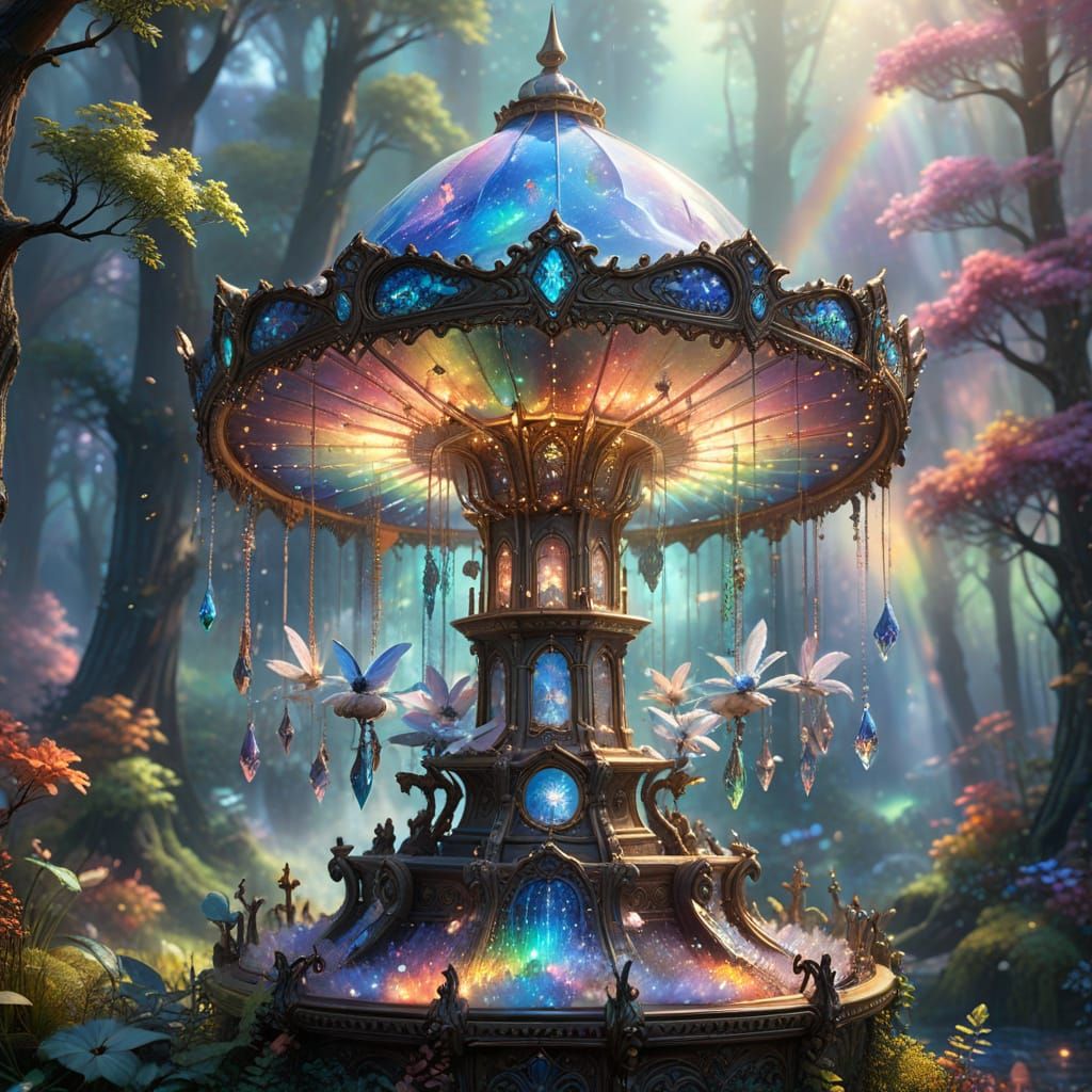 Rainbow Opal Carousel in Ethereal Forest