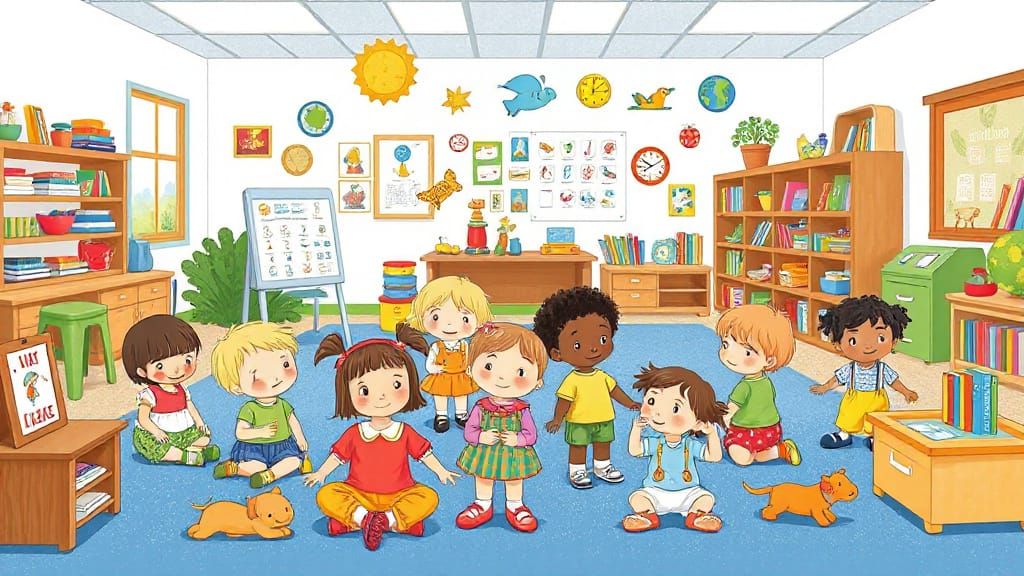 Playful Kindergarten Classroom in Whimsical Style
