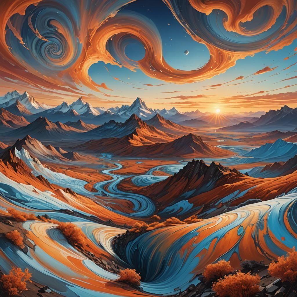 Surreal Dusk and Dawn Panoramic Landscape