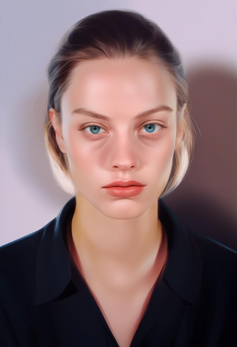 Melancholic Female Portrait in Cubist Style