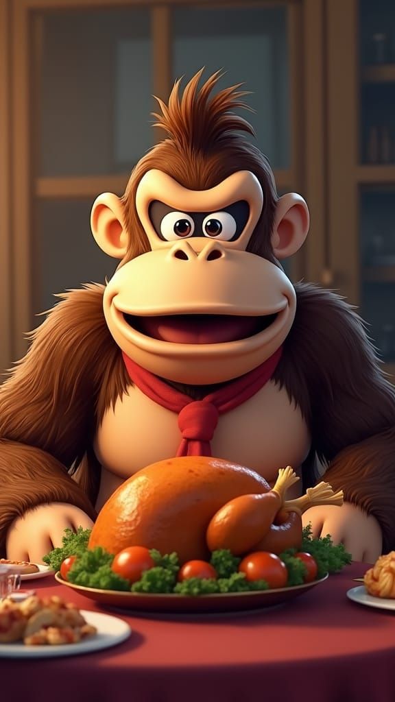 Donkey Kong Celebrates Thanksgiving with Feast