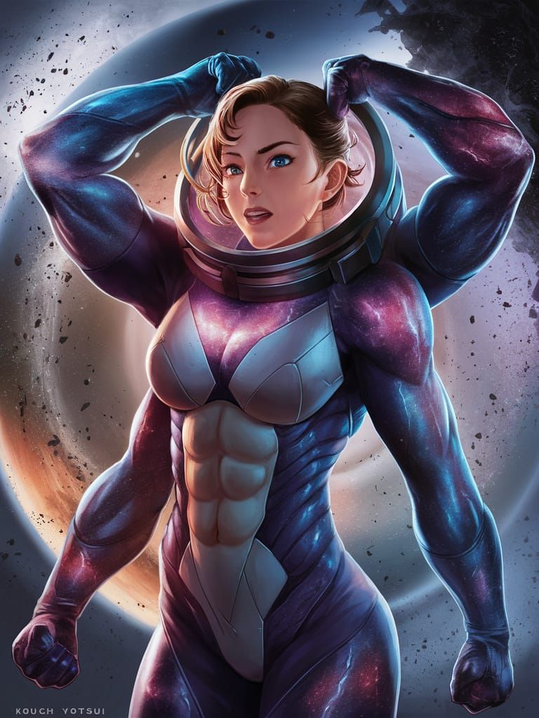 Anime Portrait: Cosmic Muscle Warrior in Exosuit