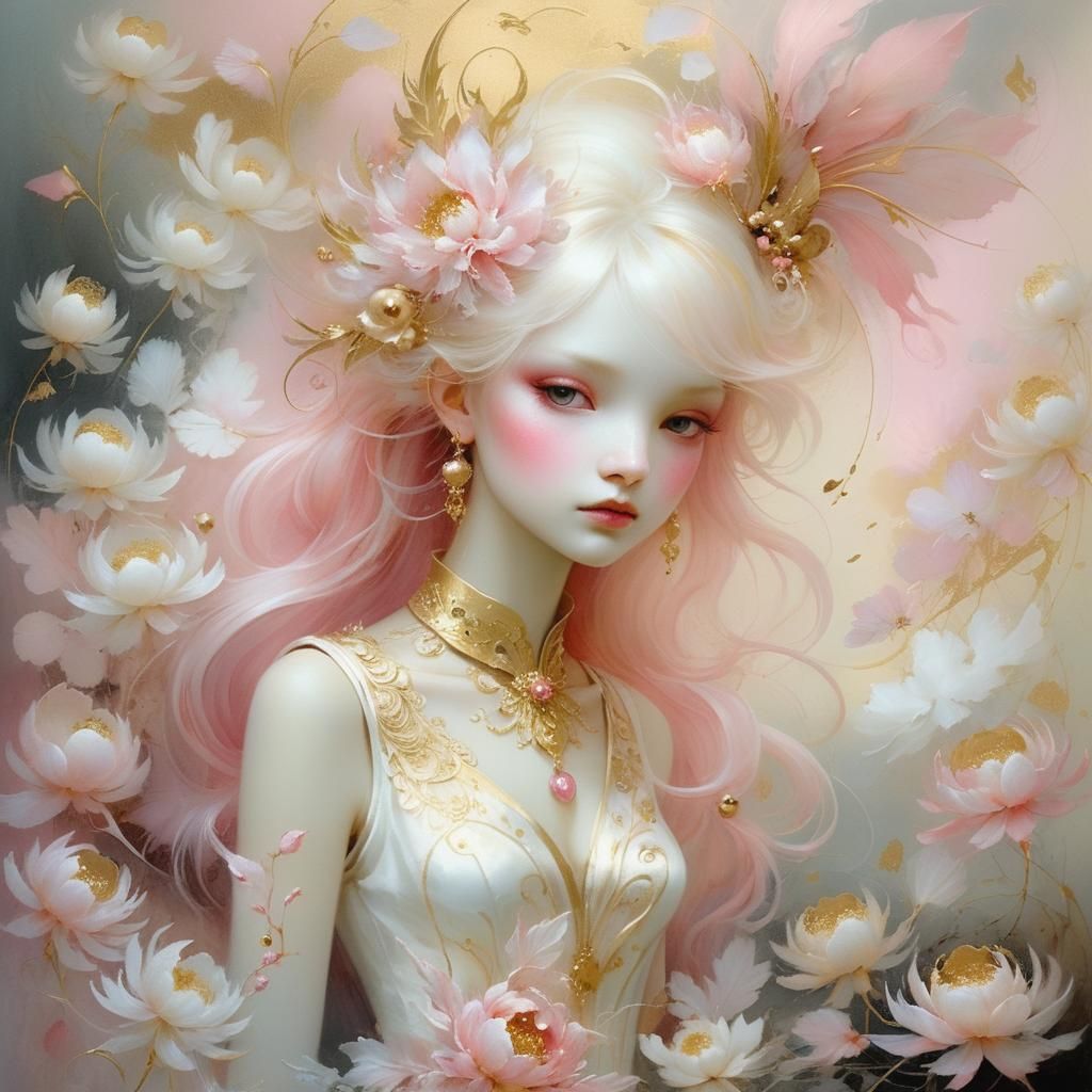 Soft Pastel Pink Artwork in Watercolor Style