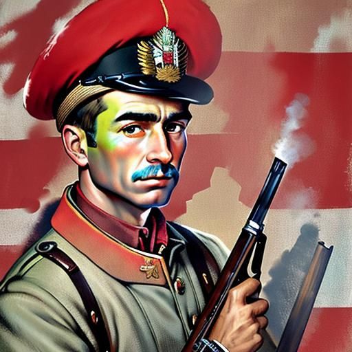 British Grenadier Portrait in Hyperrealistic Americana Style