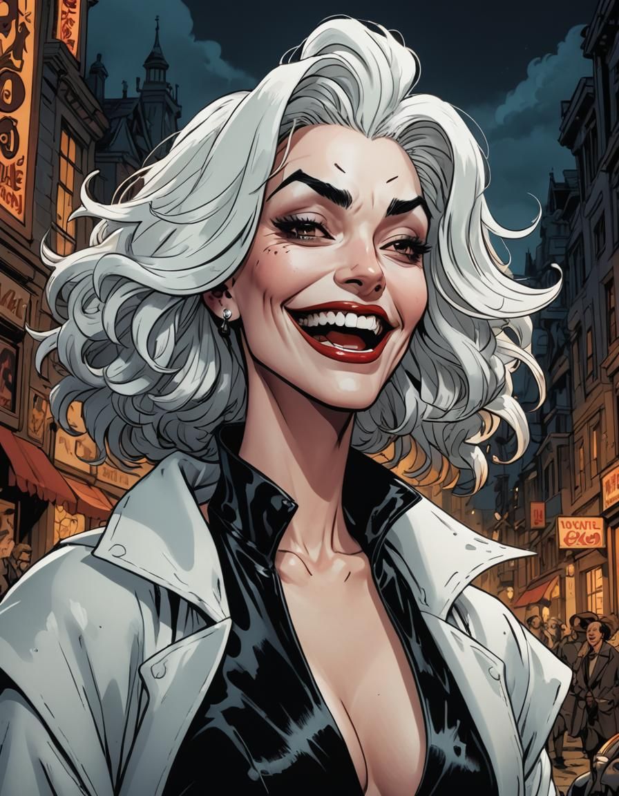 Cruella De Vil Laughing, Digital Comic Book Art