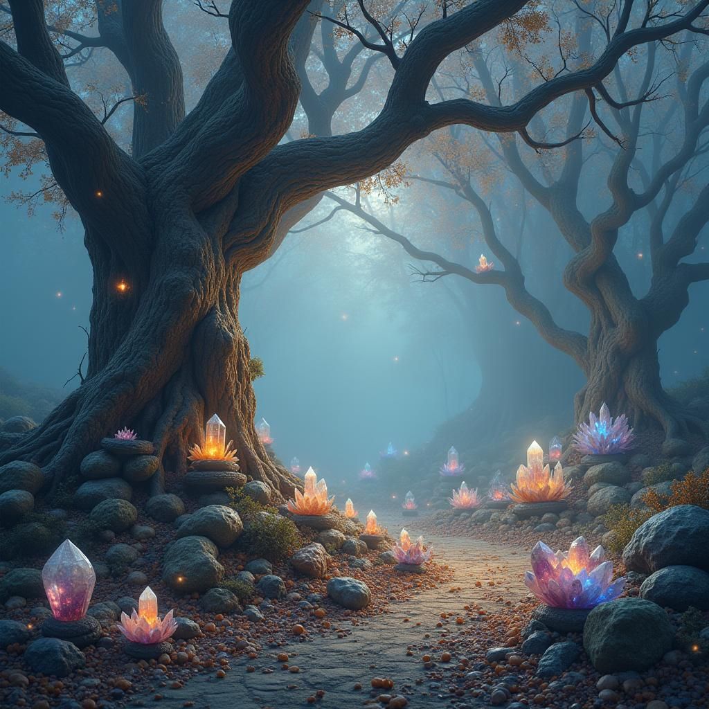 Mystical Crystal Market in Enchanted Forest