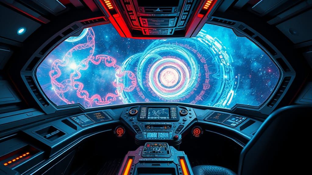 Sleek Futuristic Spaceship Cockpit with Holographic Display