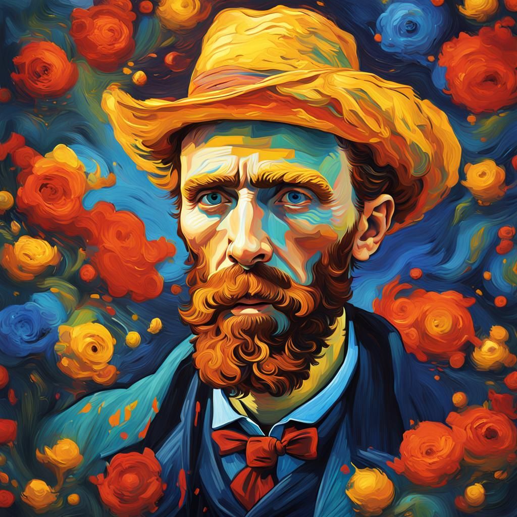 Van Gogh Portrait in Peter Max Style
