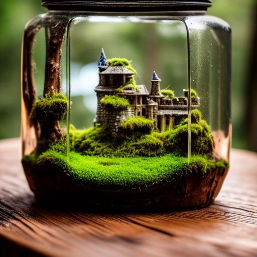 Medieval Castle in Terrarium Jar Photo