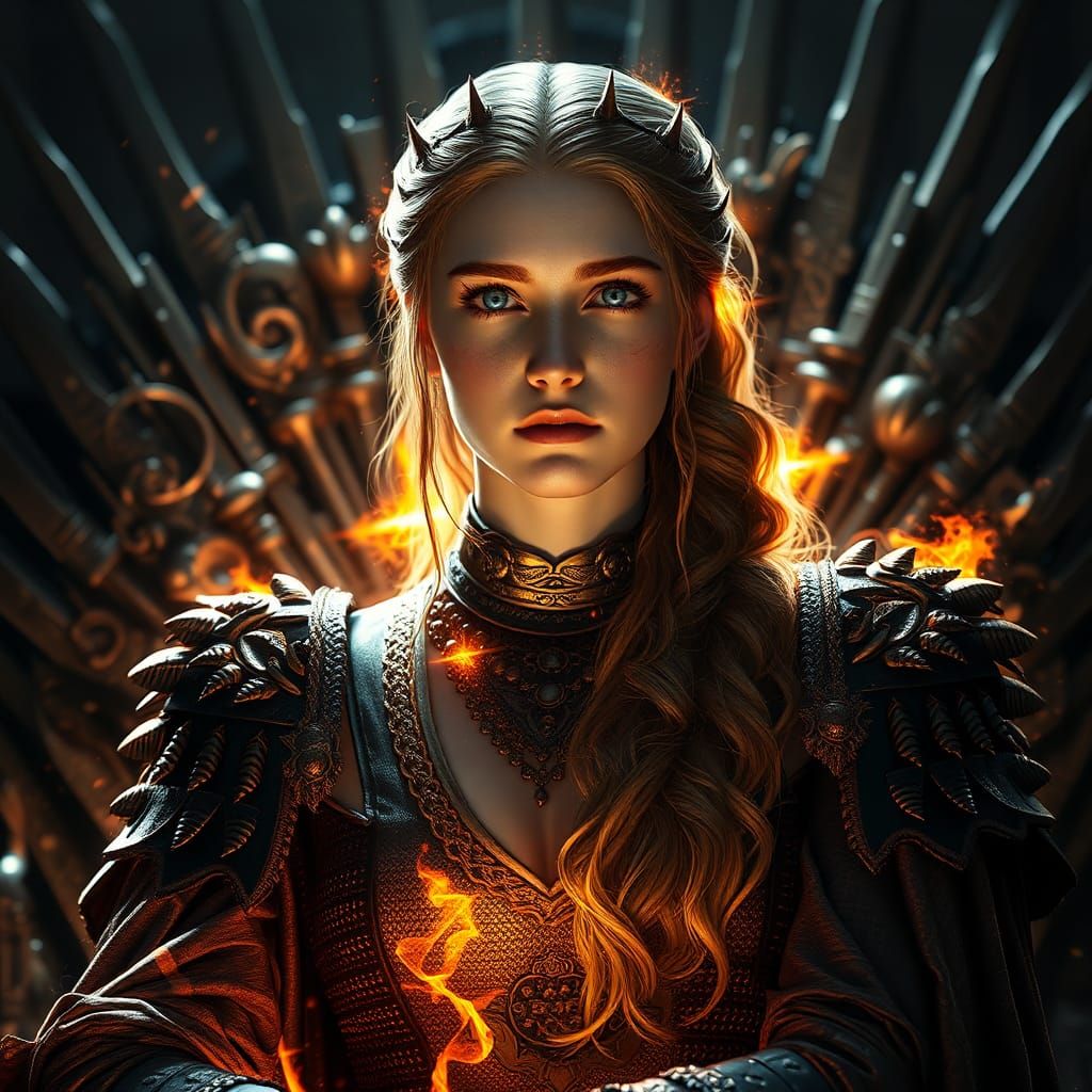 Shireen Baratheon on the Iron Throne: Digital Art
