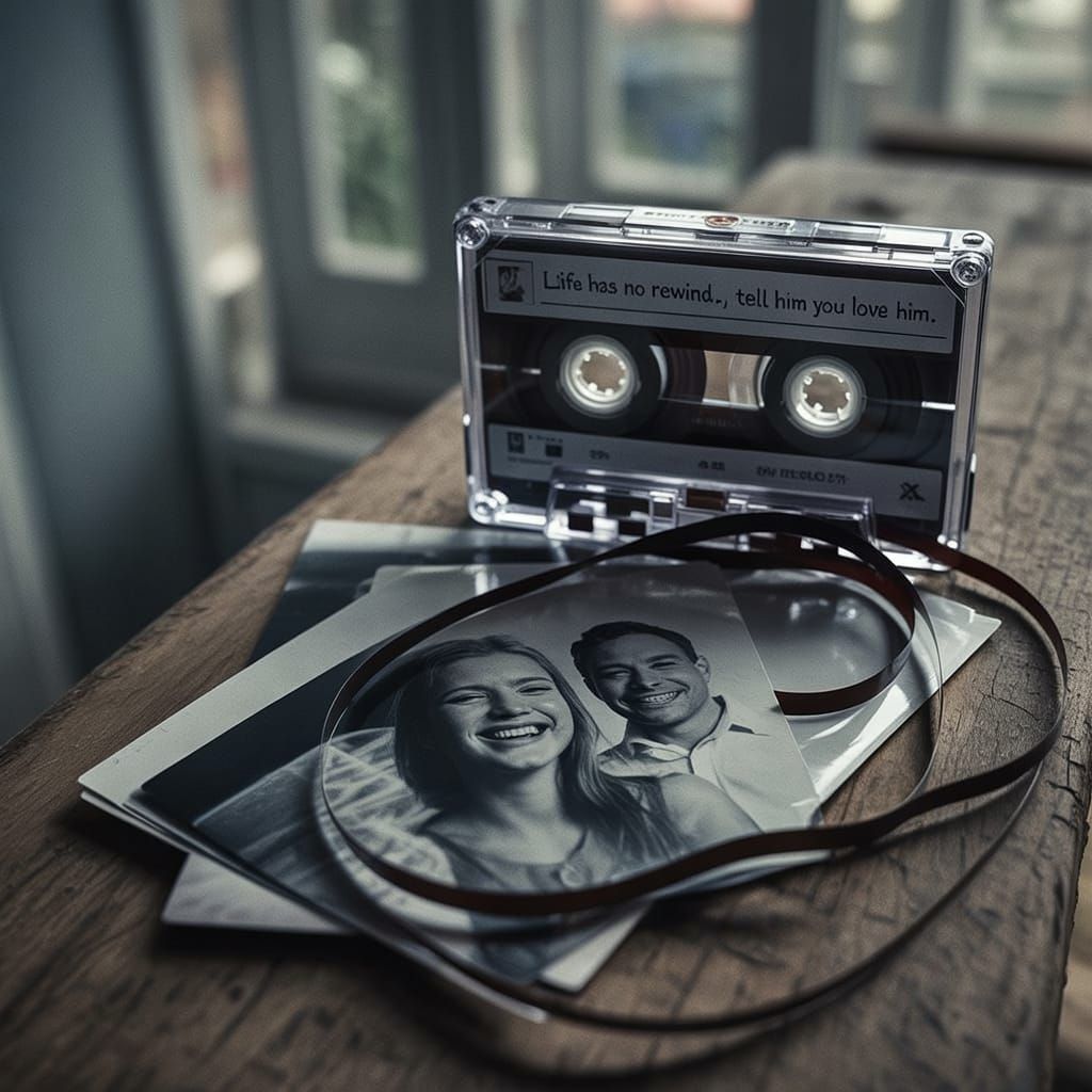 Unwound Cassette Tape Evokes Nostalgia in Cinematic Still