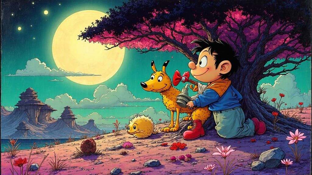 Retro-Futuristic Cityscape in Bakshi's Distinctive Style