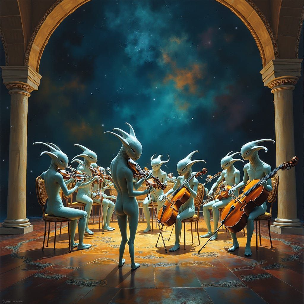 Ethereal Alien Philharmonic in Dreamy Starry Night