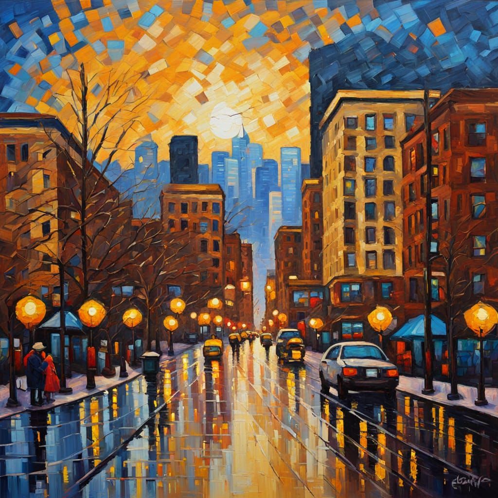Denver Cityscape in Expressionist Impasto Style