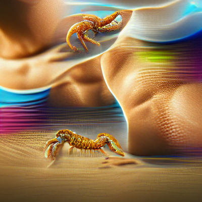 Scorpion on Beach: Macro 8K Resolution Artwork