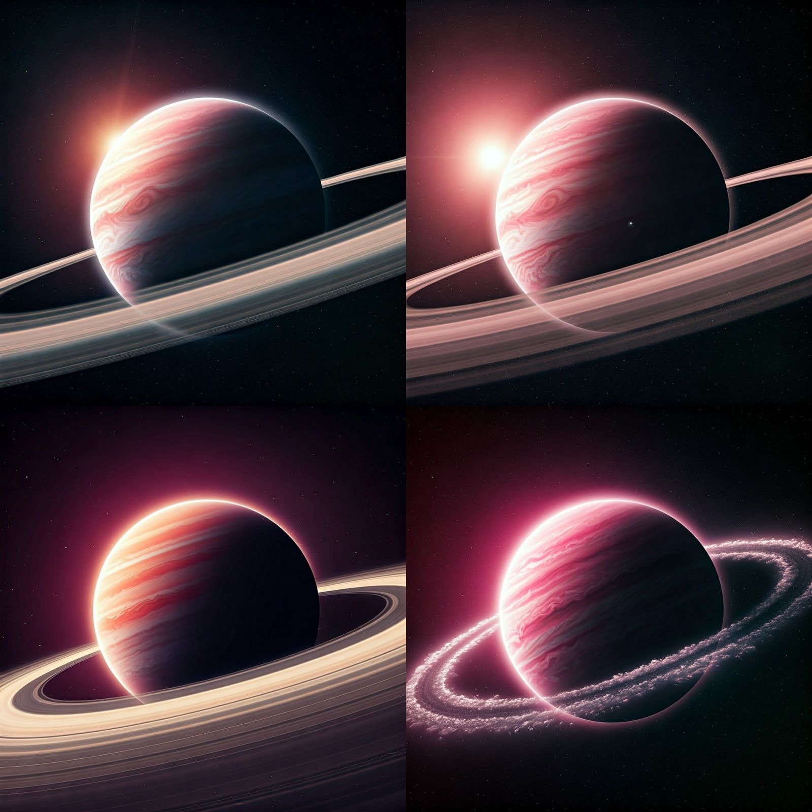 Pink Gas Giant with Ice Rings