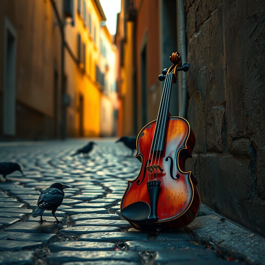 Surreal Street Scene in Vibrant Italian Colors