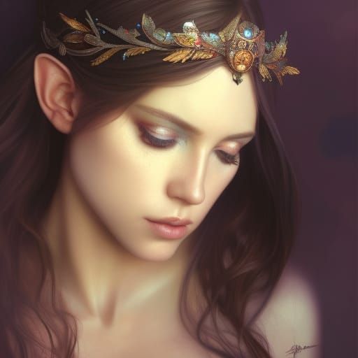 Fantasy Elf Goddess Portrait in Artstation Style