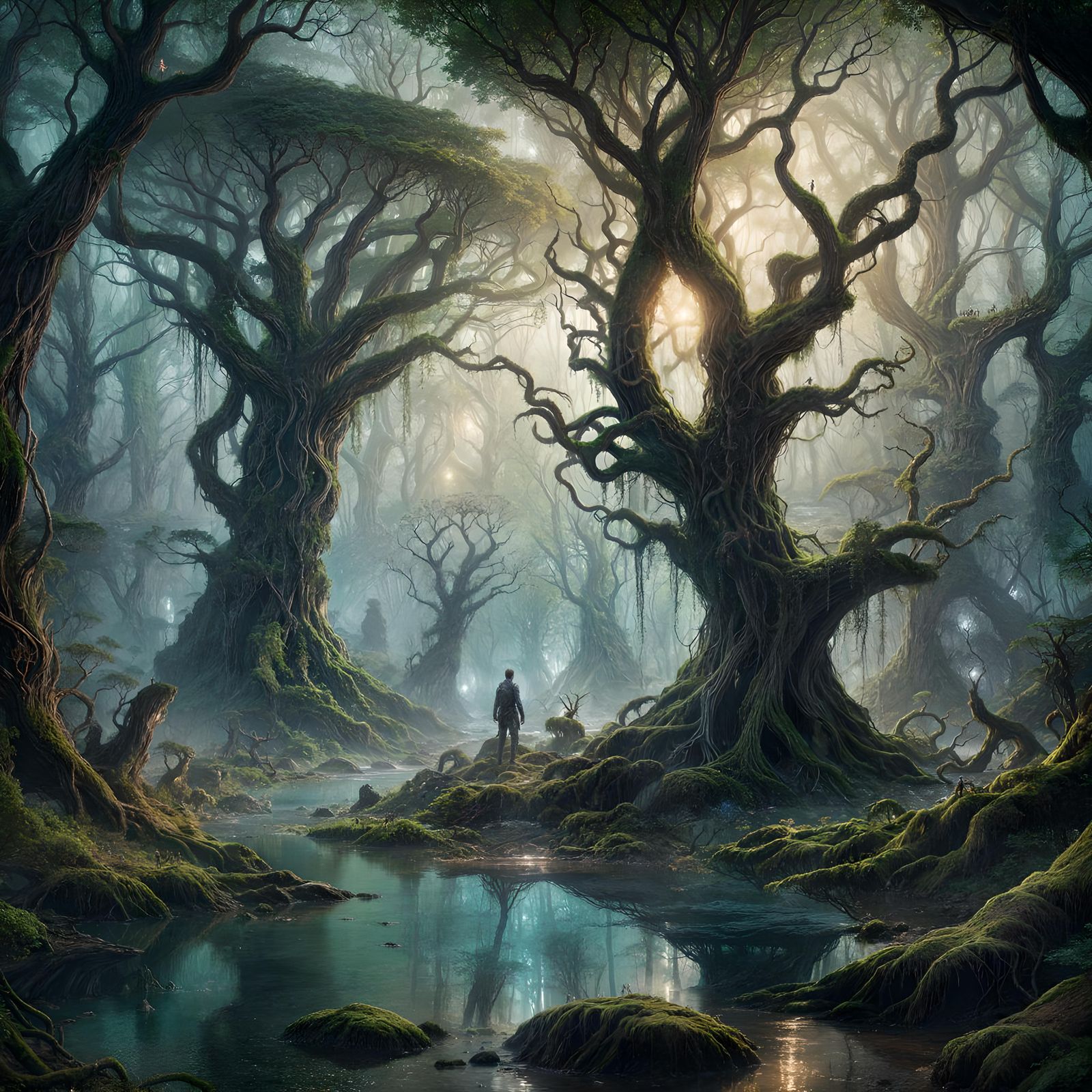 Eldritch Forest Grove with Magical Light