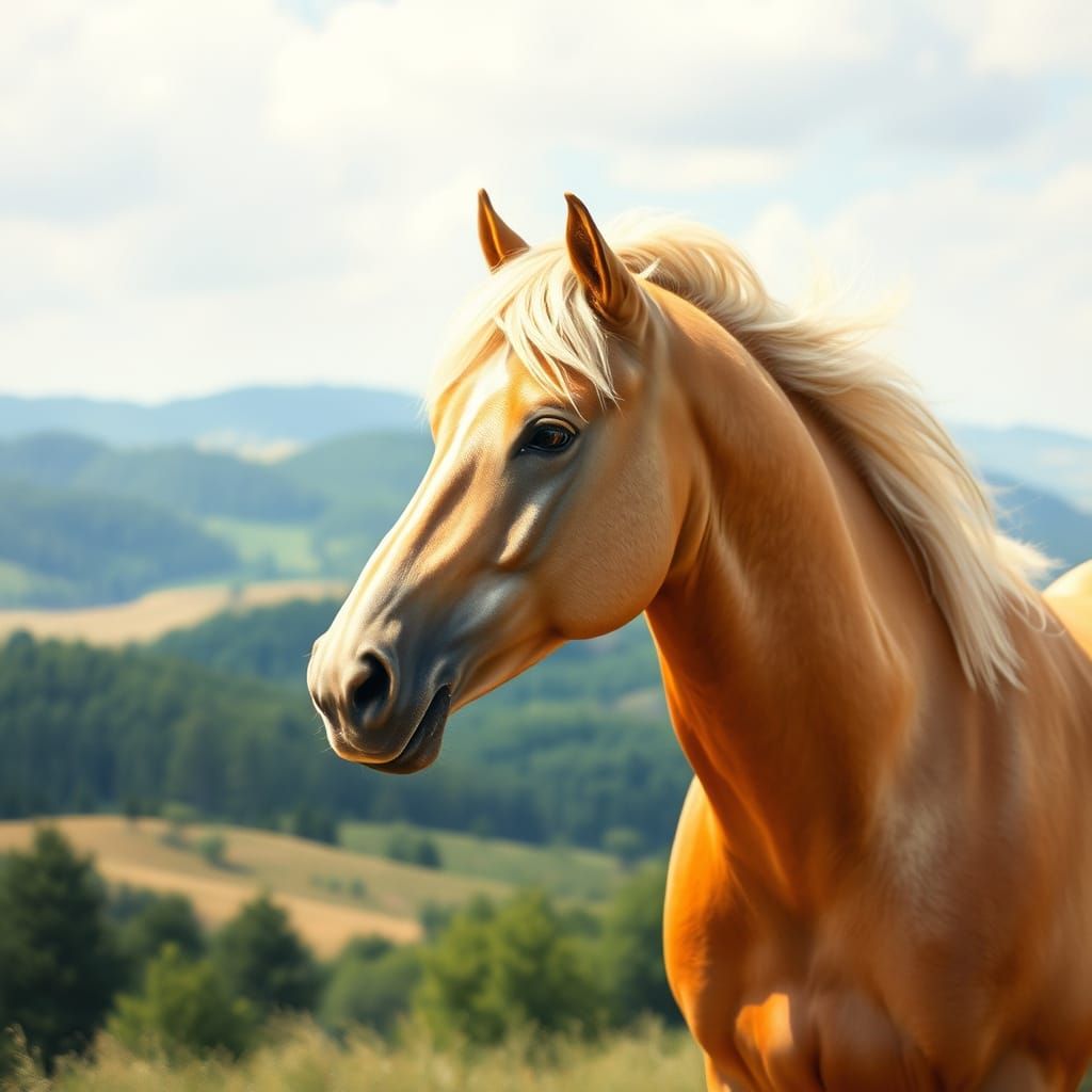 Ethereal Equine Landscape in Dreamy Watercolor