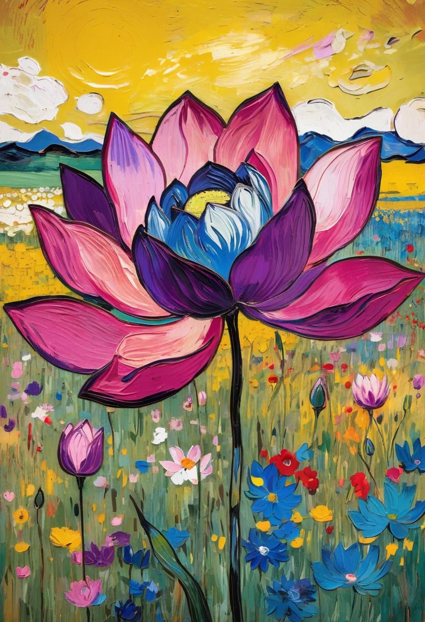 Lotus Blossom in Pop Art Style