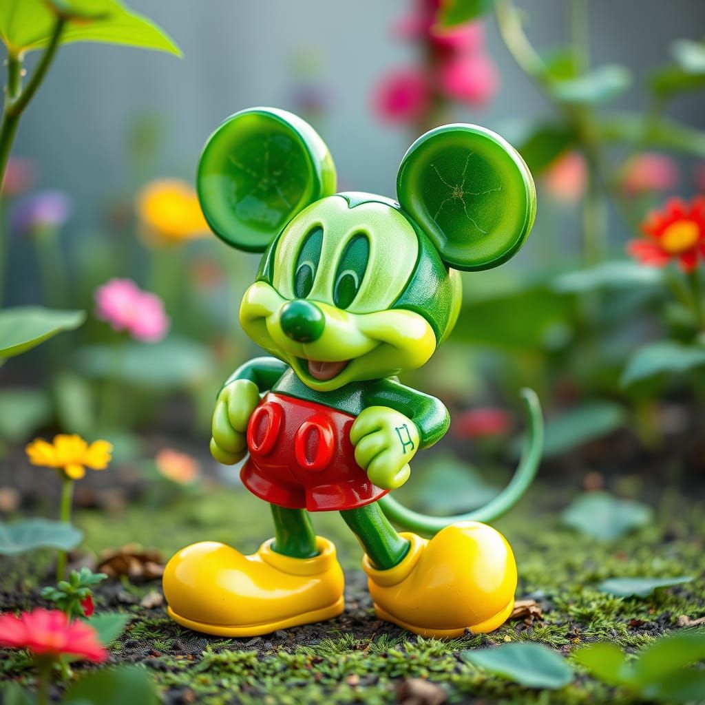 Cucumber Mickey Mouse in Whimsical Garden Setting