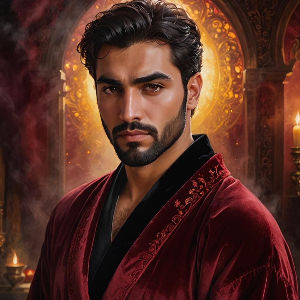 Handsome Man in Velvet Robe: Fantasy Portrait