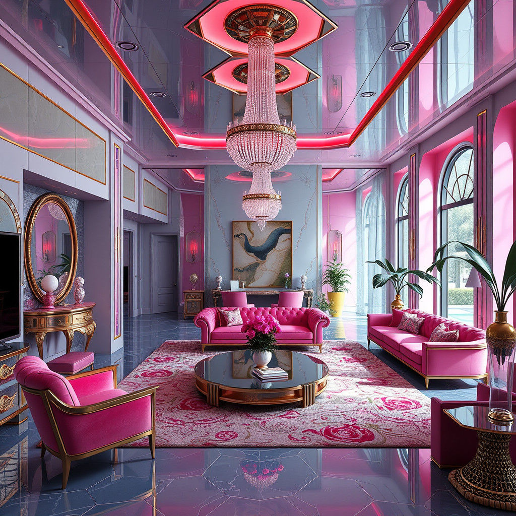 Luxurious Open Living Space in Deco-Futuristic Style