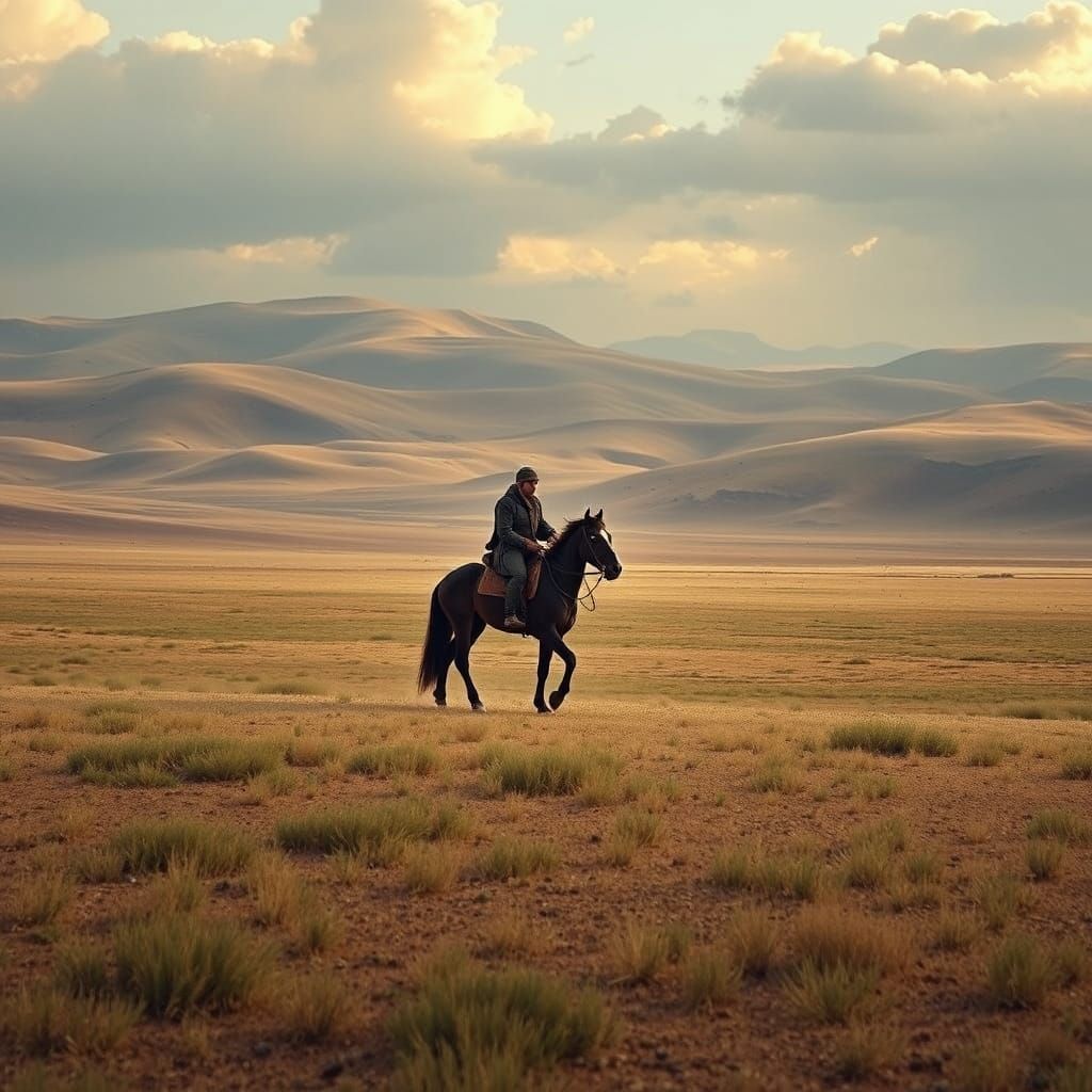 Ethereal Rider on the Kazakh Steppe