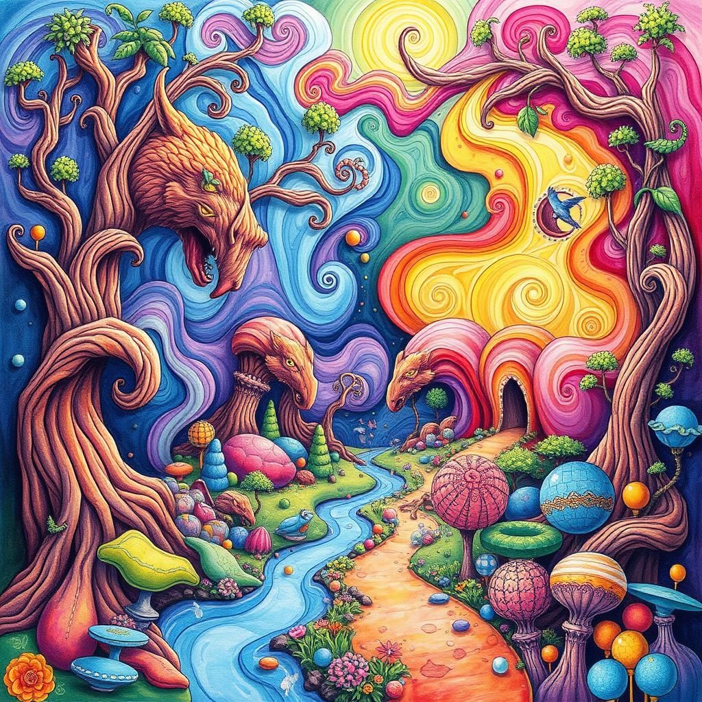 Candyland Wonderland: Vibrant Gouache Swirls