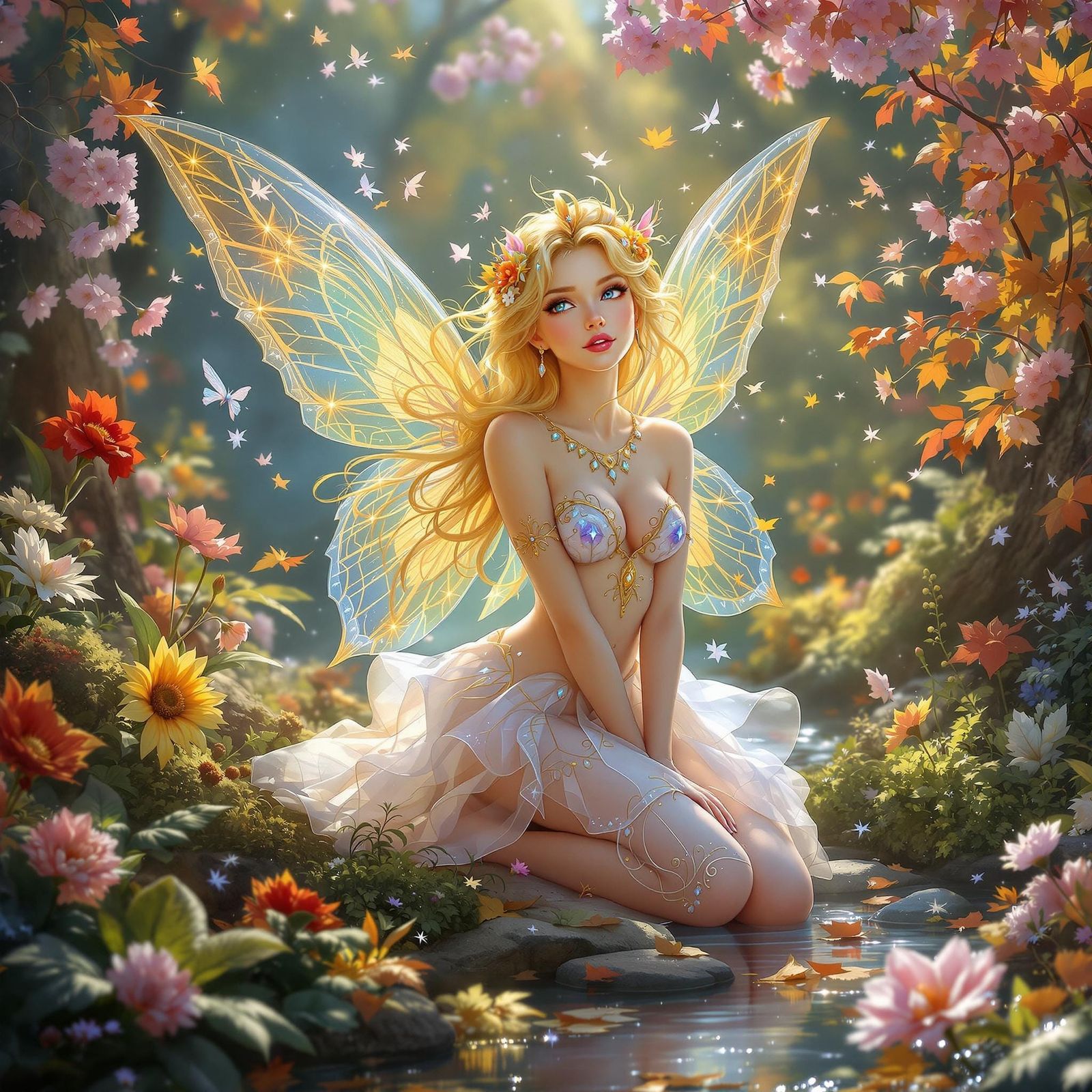 Ethereal Spring Fairy in Vibrant Bloom
