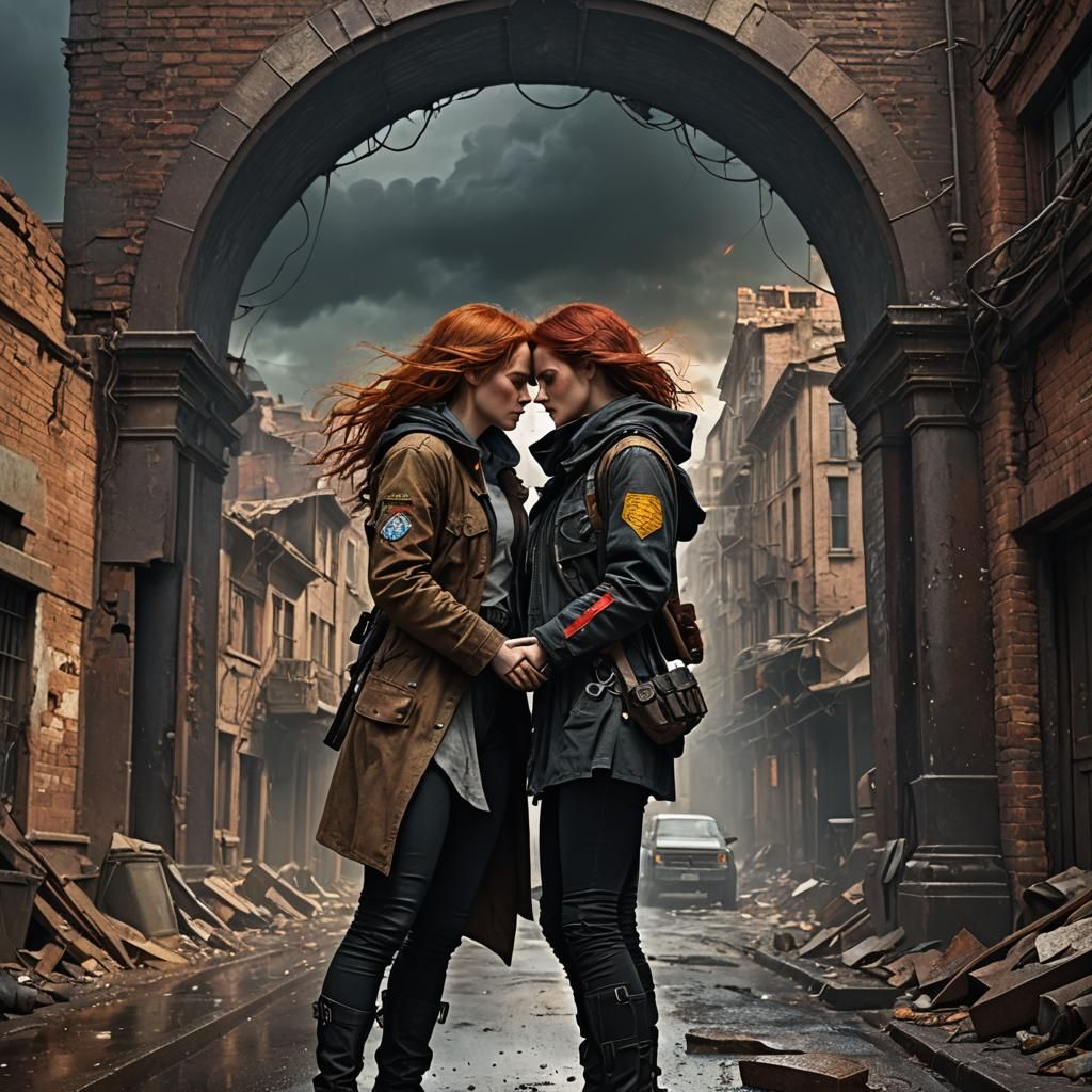 Passionate Kiss Under Rainbow: Matte Painting