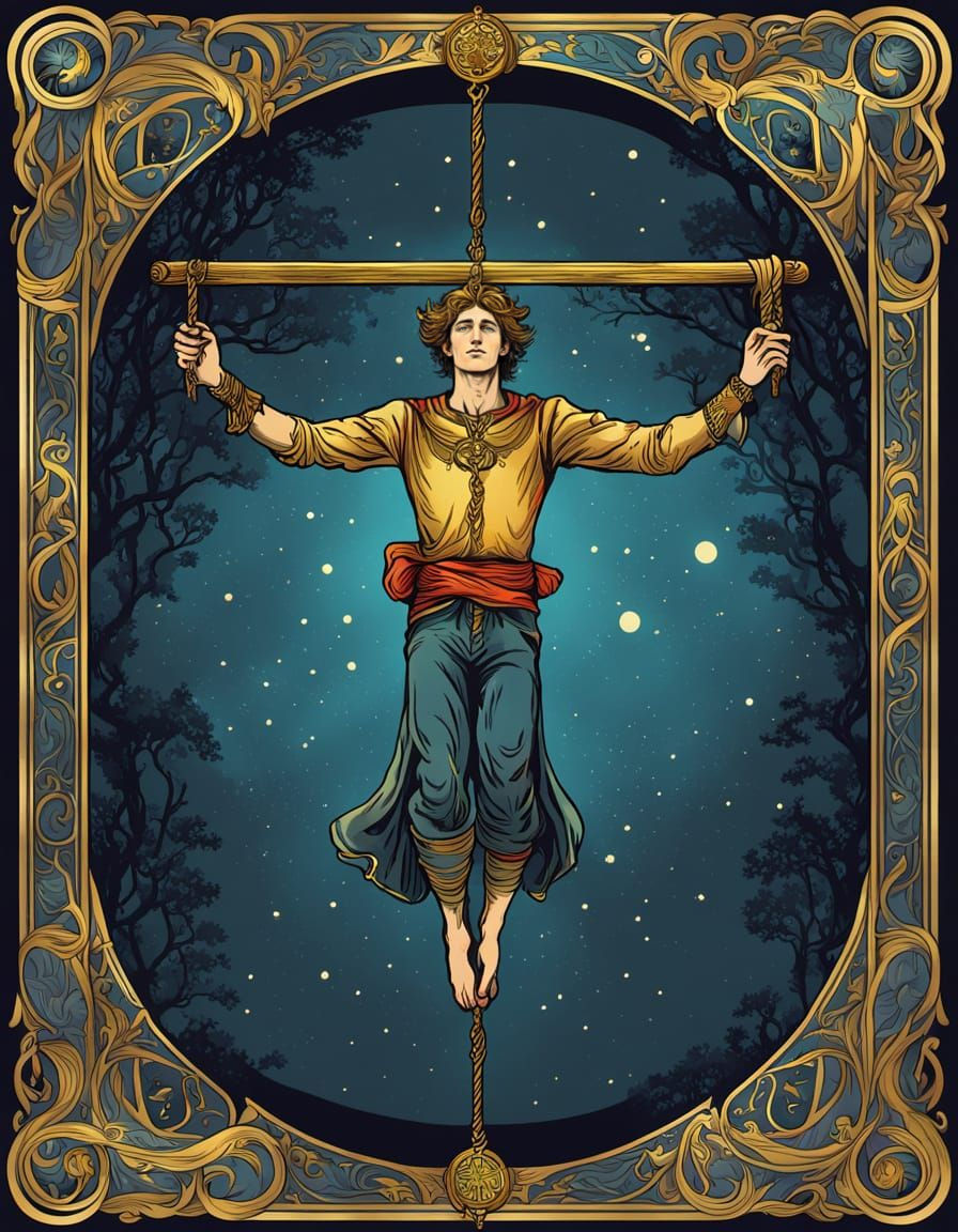 The Hanged Man in Ornate Art Nouveau Frame