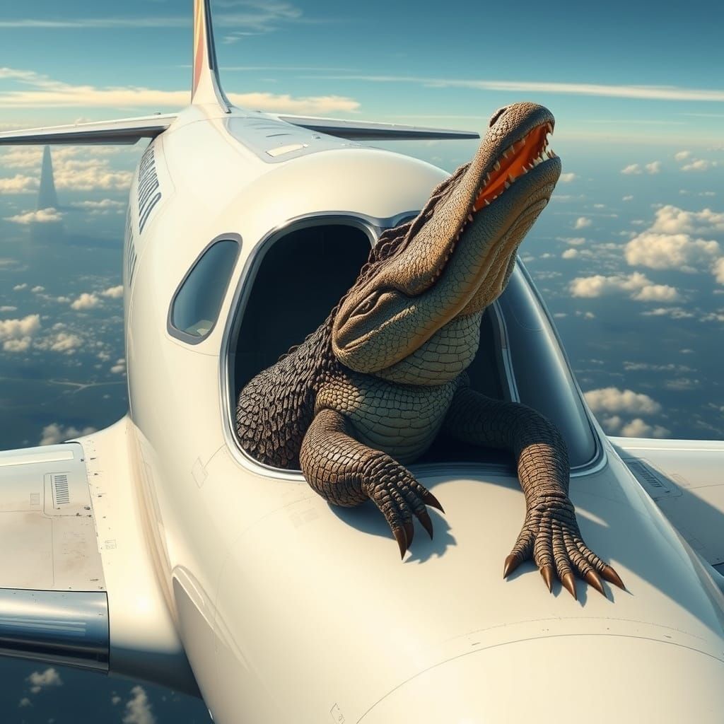 Surreal Aircraft Hijacked by a Majestic Saltwater Crocodile