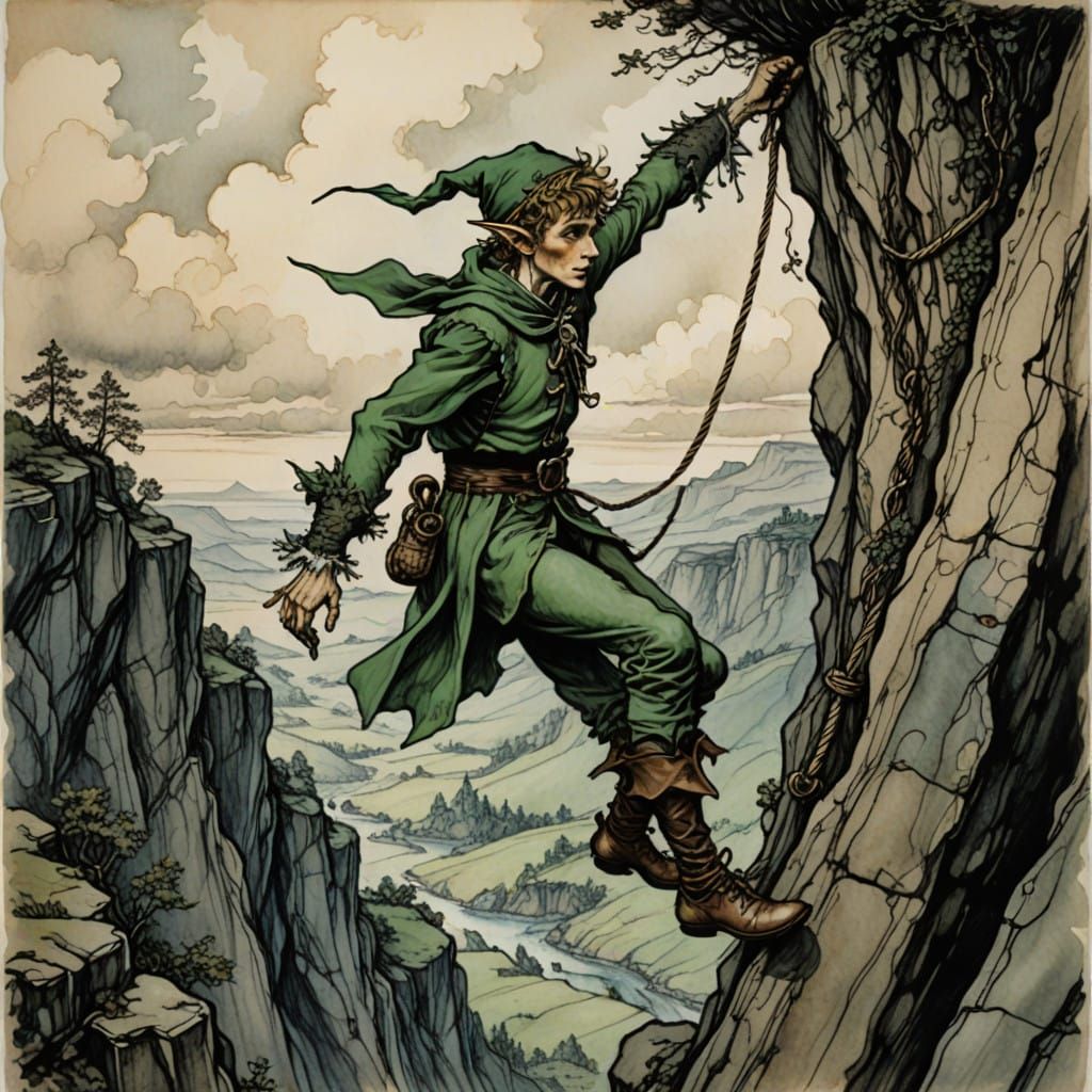 Ethereal Prince Scales Perilous Cliffside