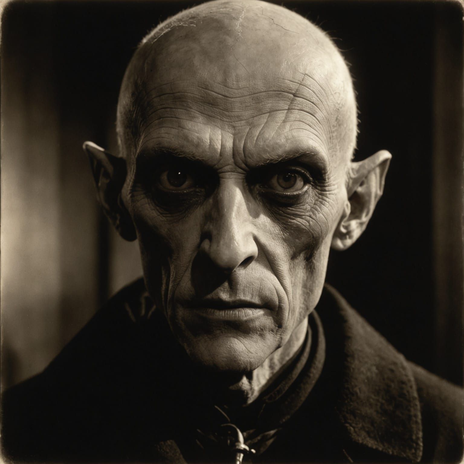 Nosferatu Portrait in Sepia Tones with Film Grain