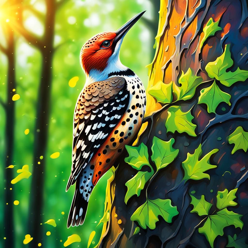 Colorful Flicker in Forest, Graffiti Art Style