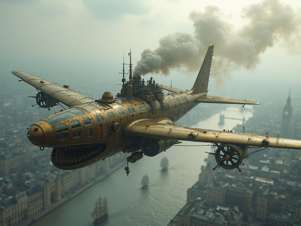 Steampunk Shark Aircraft Soars Over 19th Century London