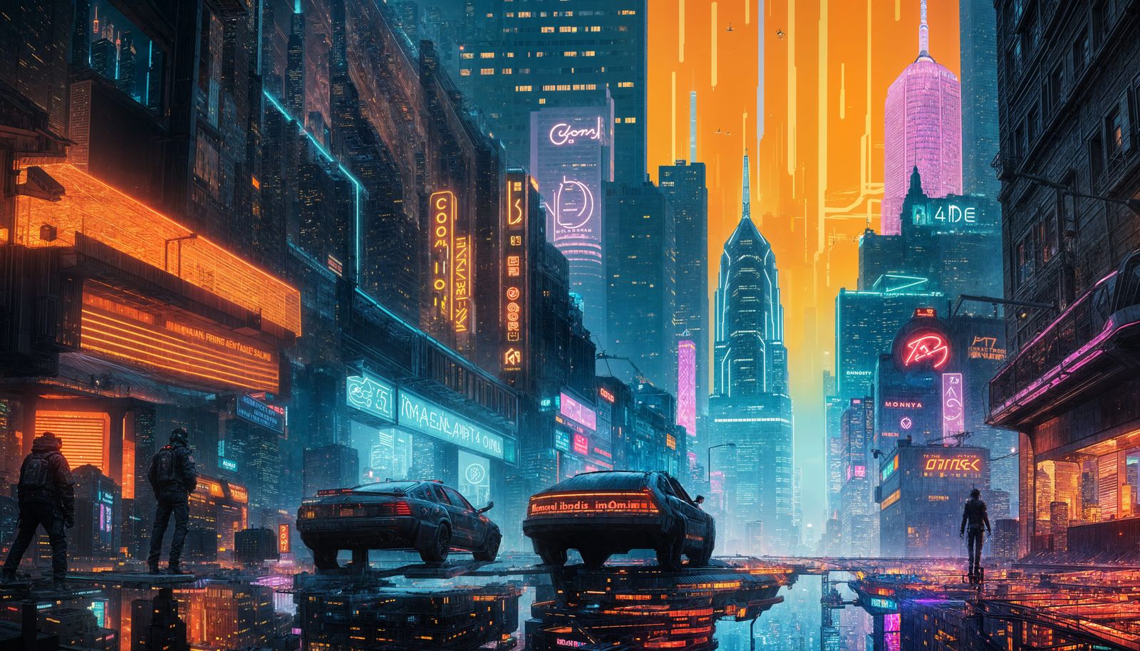 Cyberpunk City Infographic from Montreal Vantage Point