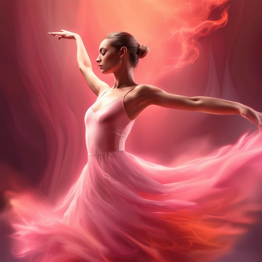 Ballet Dancer with Flaming Aura in Hyperrealistic Style