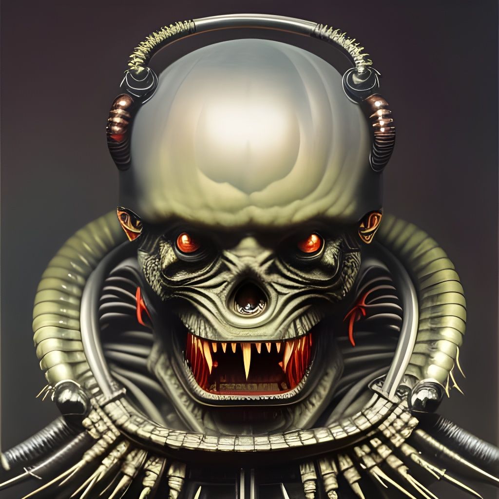 Creepy Demonic Portrait in Giger Style