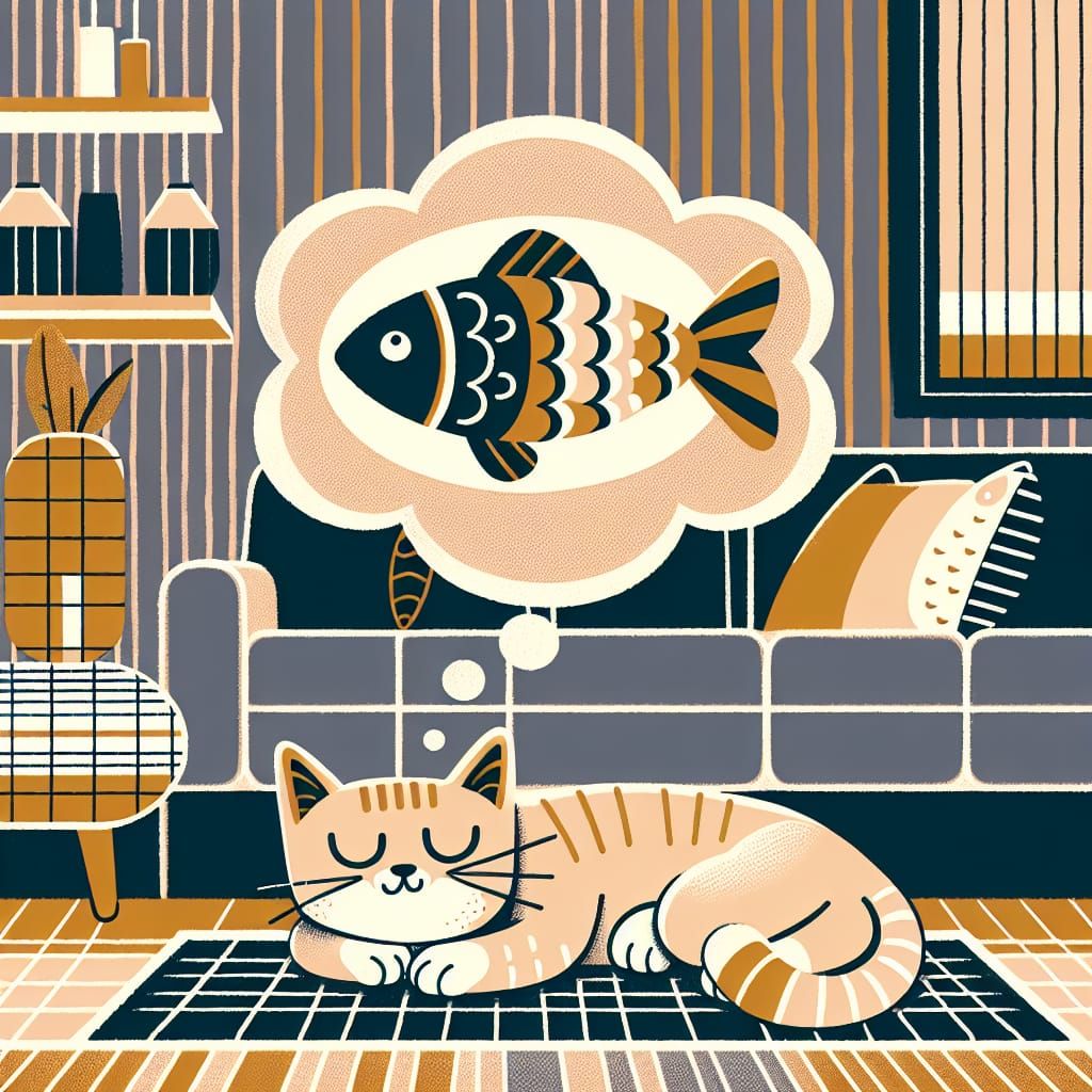 Cat Dreams of Fish: Typographic Illustration