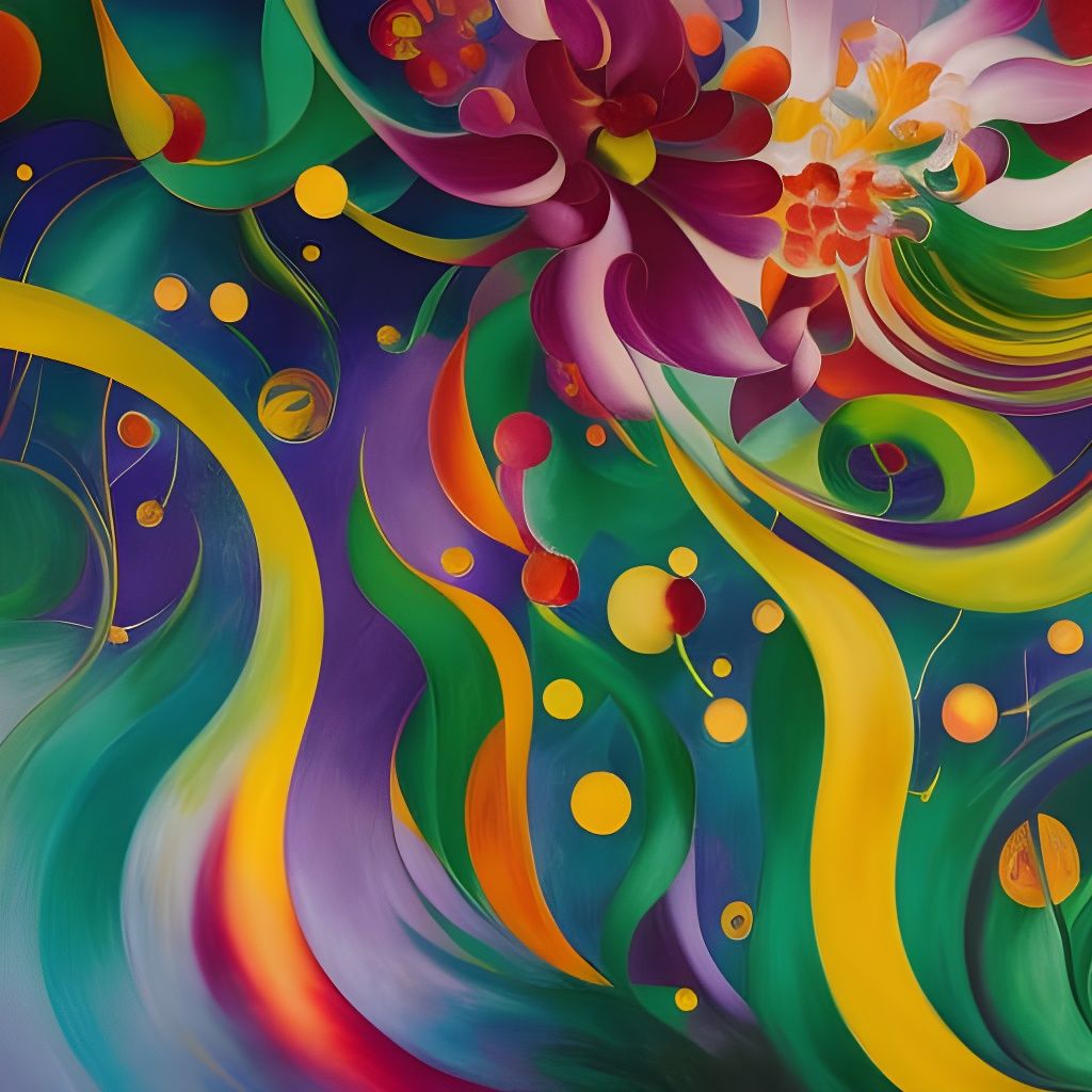 Spiralling Dancing Flowers in Spray Painting Style