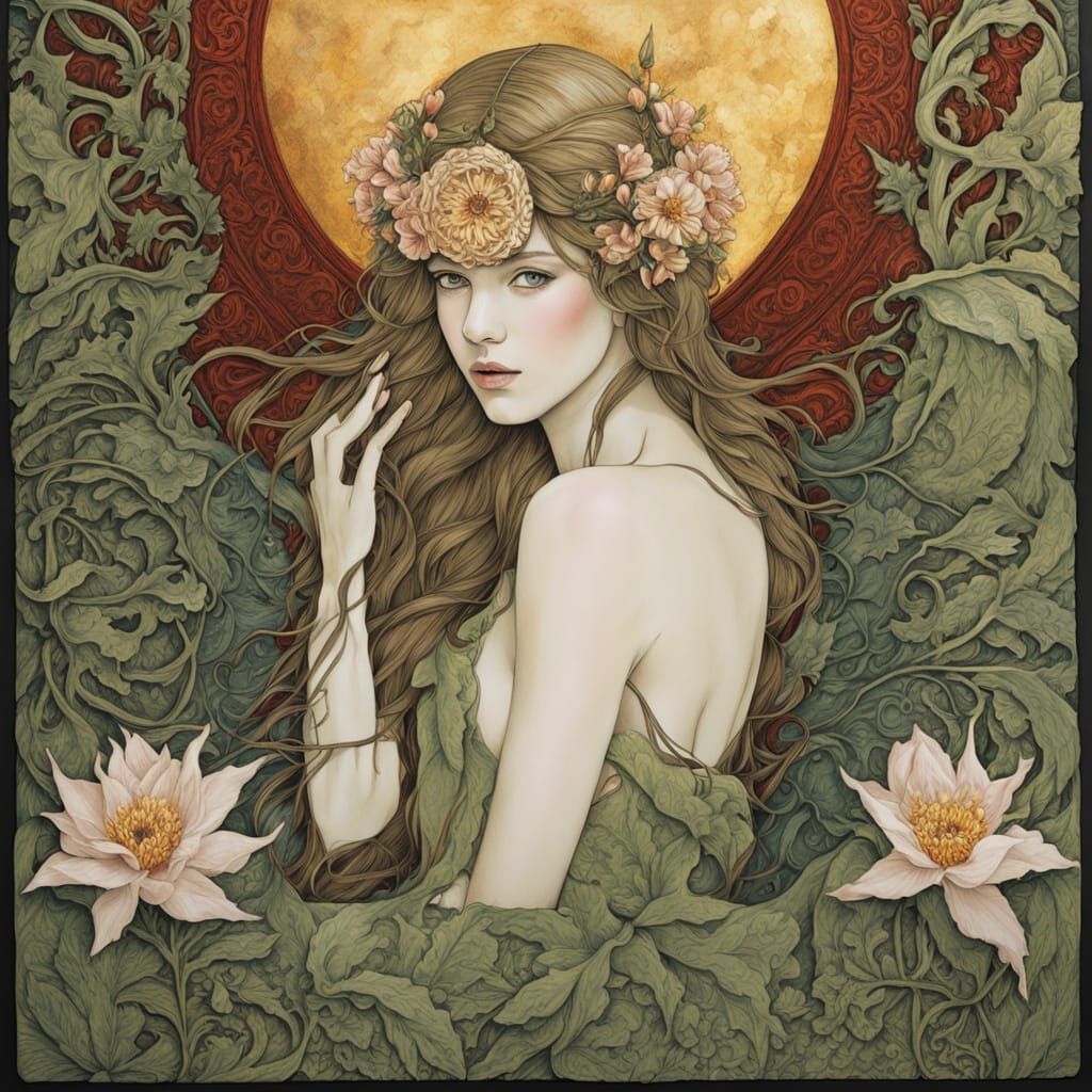 Celtic Woman in Serene Landscape