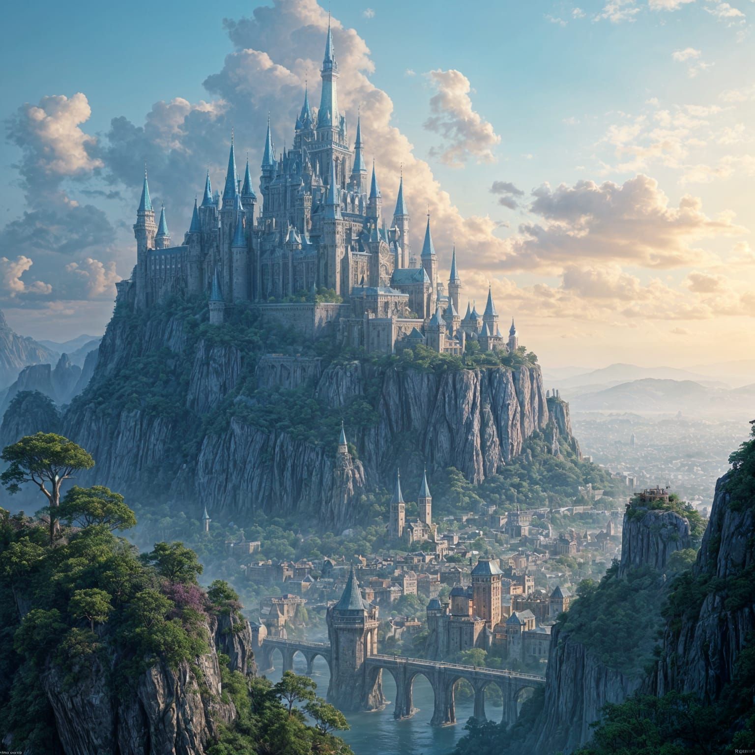 Glass Castle Cityscape: Fantasy Concept Art