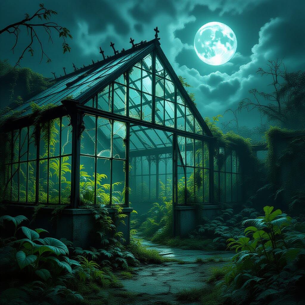 Creepy Greenhouse in Overgrown Garden