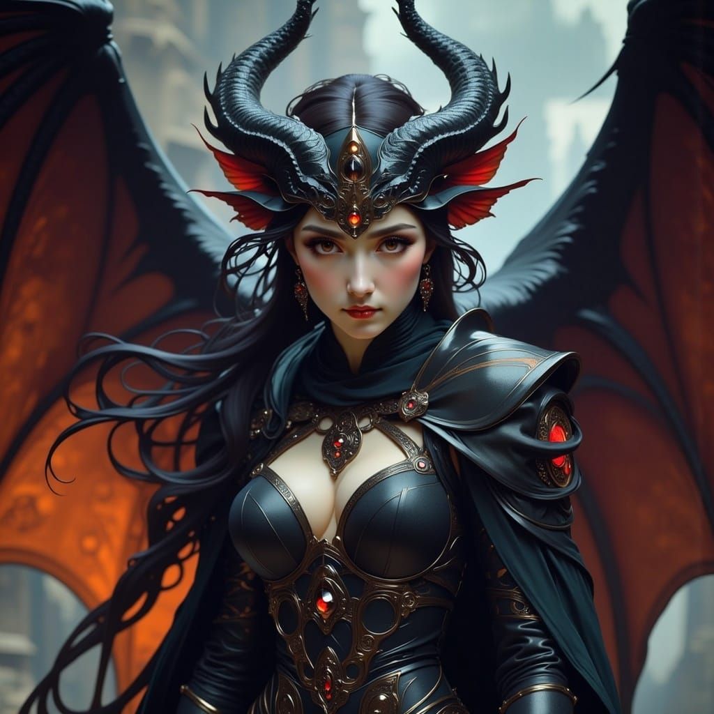 Warrior Woman with ASCII Dragon Armor